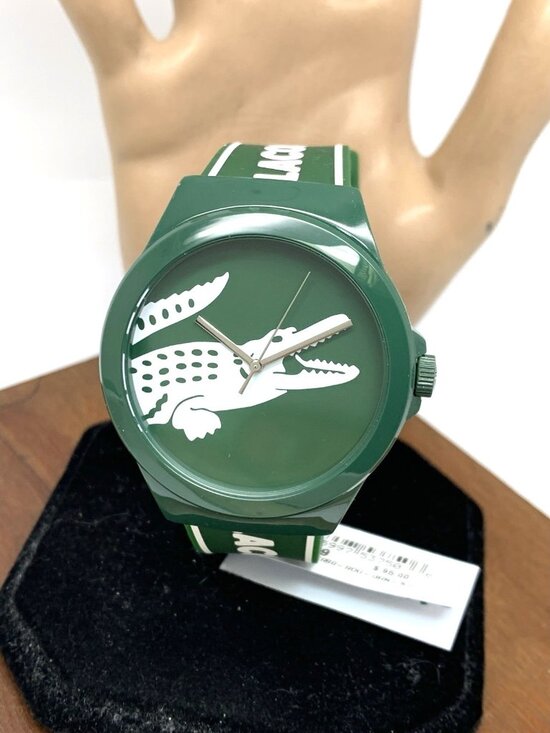 Lacoste Men's Watch 2011309 Neocroc Quartz Green Dial Rubber Strap 42mm - Picture 1 of 13